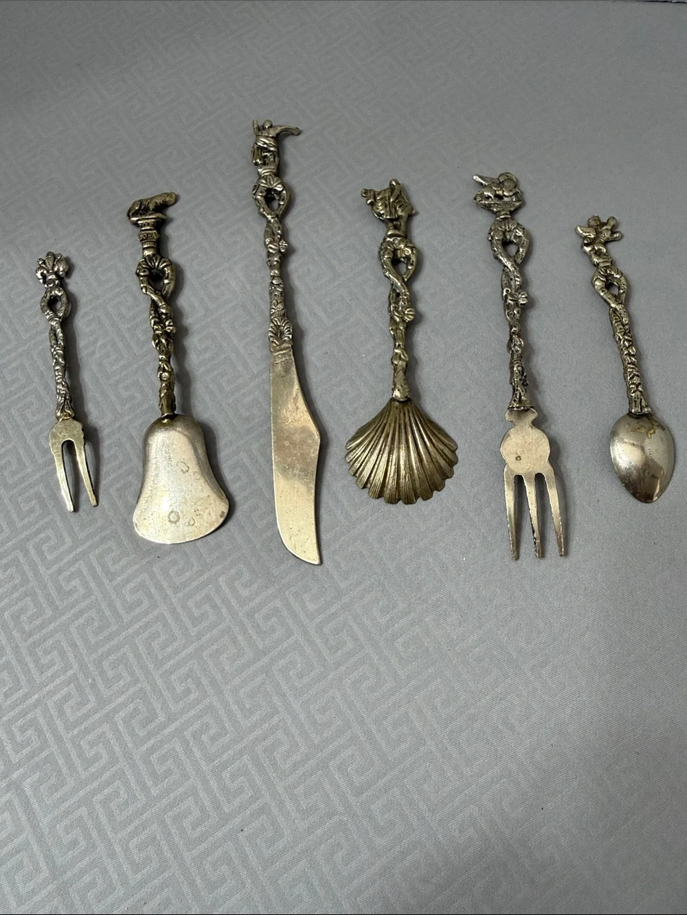 Vintage Italian Ornate Hors D’oeuvre Appetizer Decorative Utensils Set of 6
